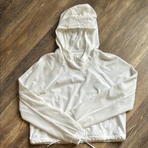 Lululemon White Hooded Mesh Pullover